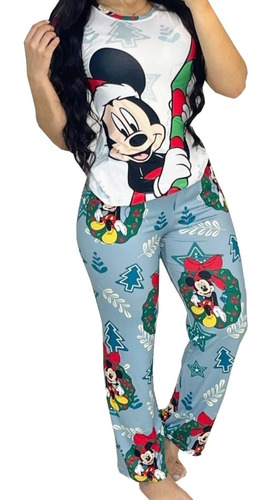 Pijama Mujer De Pantalón Largo De Navidad Muñequito Mujeres