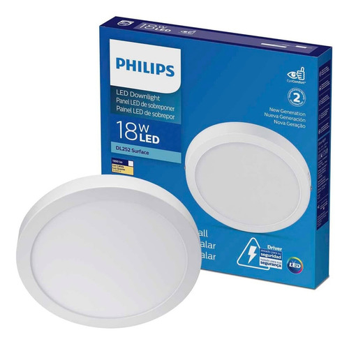 Lámpara Led Sobreponer 18w Philips Luz Fría Ó Cálida Dl252