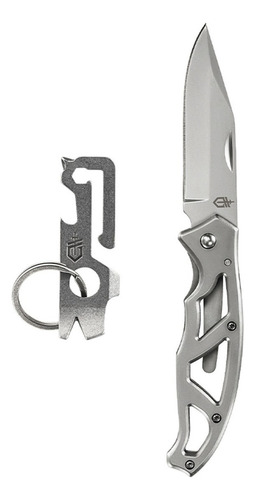 Combo Gerber Gear Navaja Paraframe 1 Con Clip Y Herr. Mullet Color Plata