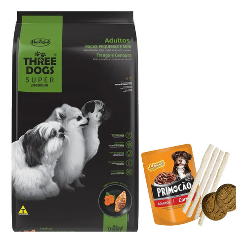 Alimento Three Dogs Adulto Super Premium Raza Pequeña 17 Kg