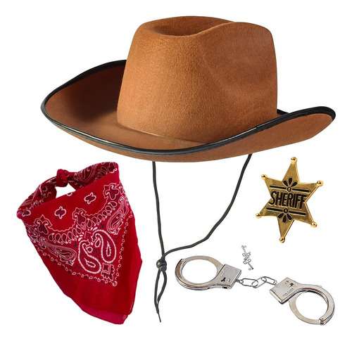 Disfraz D Sheriff  sombrero Vaquero Con Accesorios De Cowbo