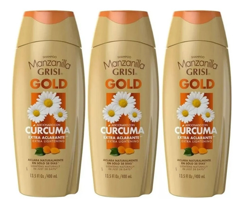 3 Shampoo Grisi Manzanilla Gold Extra Aclarante 400ml