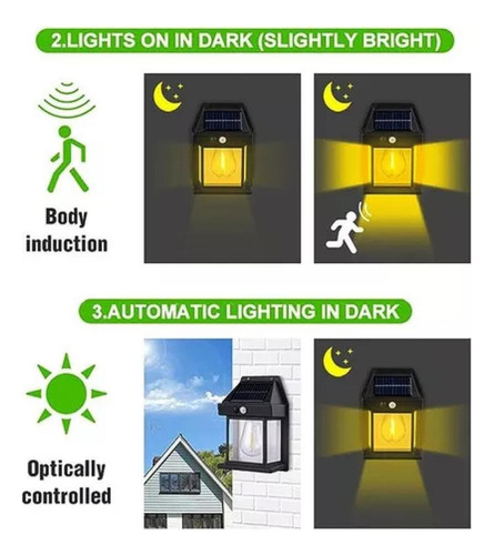 Farol Solar De Pared Con Sensor De Movimiento, Luz Cálida Pa