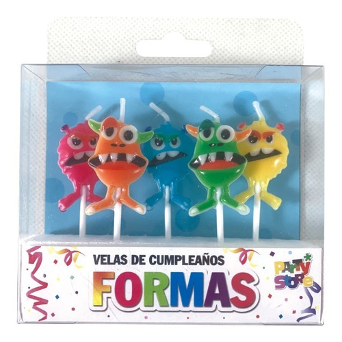 Vela Monstruo Monstruitos X5 Cumpleaños Torta