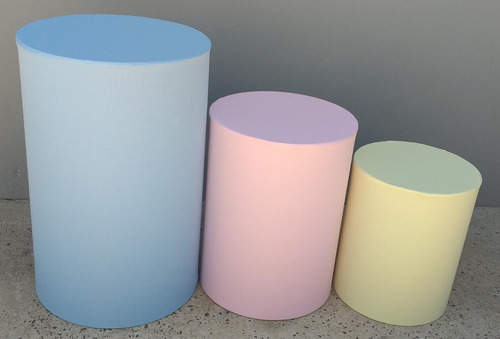 Imagem 6 de 6 de Capas Para Trio De Mesas Cilindros - Azul Rosa Amarelo Bebe