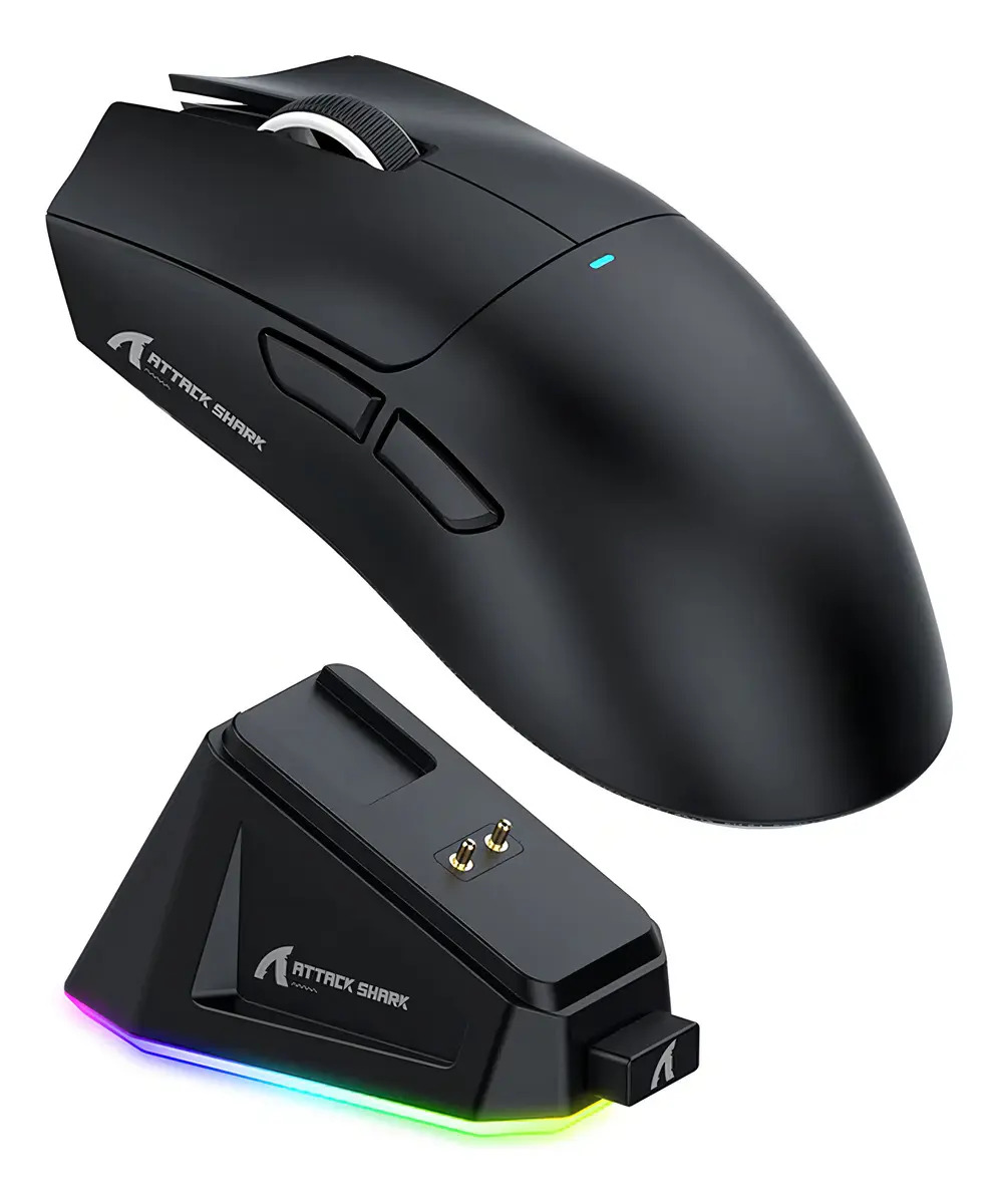 Mouse Gamer Sem Fio 2.4g Attack Shark 22000dpi Paw3311 X11 Cor Preto