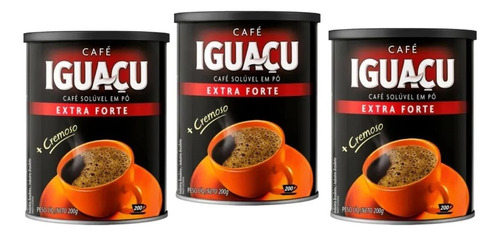 Kit 3 Café Iguaçu Extra Forte Solúvel Em Pó Cremoso - 200g