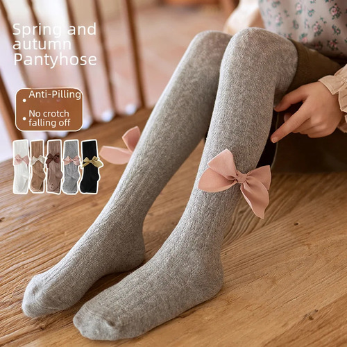 Medias De Algodón Con Lazo Para Primavera Y Otoño Para Niñas