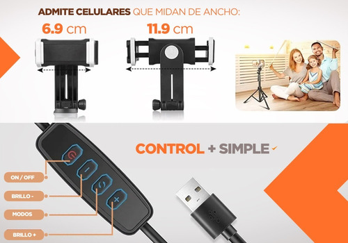 Imagen 9 de 10 de Aro De Luz Led Grande 26 Cm Tripode 2.1 Mts Fotografia Pro