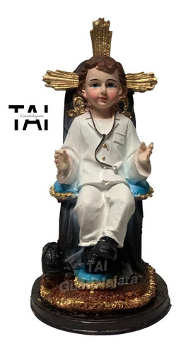 Santo Niño Doctor De Resina Figura Religiosa Artesanía 30 Cm