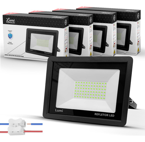 Kit 4 Refletor Led Lumi Holofote 200w Verde Ip67 127/220V