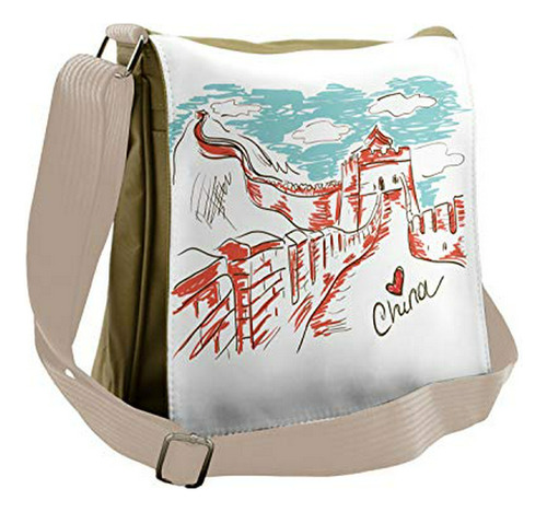 Bolso De Mensajero - Ambesonne Scenery Bag, Sketch Chinese, 