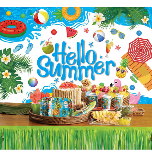 Fondo De Verano Para Piscina Hello Summer Con Texto En Inglé