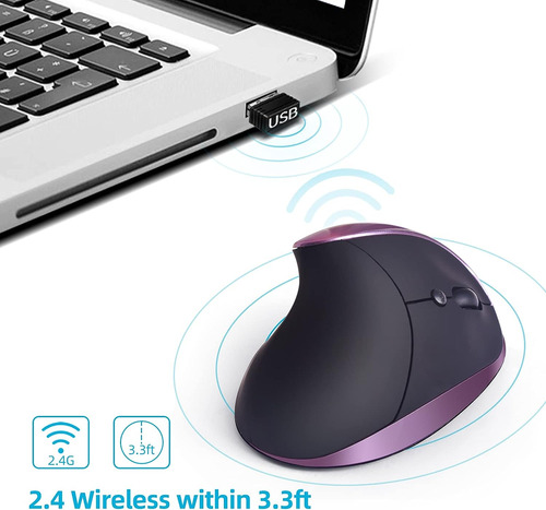 Mouse Ergonômico Sem Fio, Mouse Vertical Recarregável Para