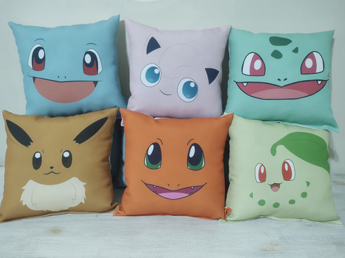 5 Almohadones 30x30 Personalizados Pokemon