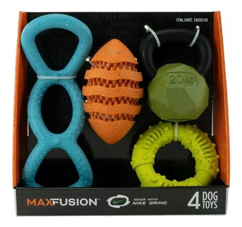 Max Fusion Dog Toys Made With Nike Grind, 4 Pack