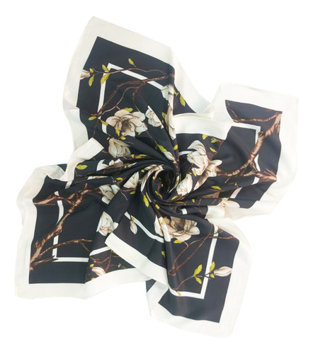 Pañuelo 90x90cm / Diseño Gardenia Negro