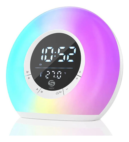 Misik - Bocina Radio Reloj Despertador - Bluetooth - Luz Led Color Blanco
