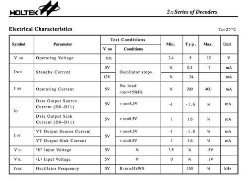 Imagen 6 de 7 de Ht-12f Decoder C.i. Decodificador 18 Pin Descifrador