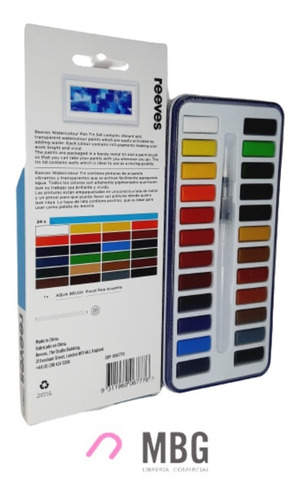Imagen 4 de 6 de Acuarelas Pastillas Reeves En Lata X 24 Colores + Aqua Brush
