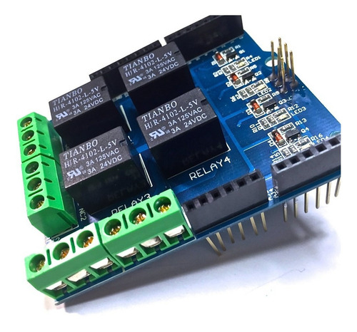 Shield 4 Relevadores Relay Mega Uno Compatible Con Arduino