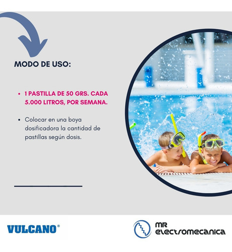 Imagen 4 de 10 de Cloro Pileta Piscina Pastillas Vulclor 50 Gr. X 1 Kg