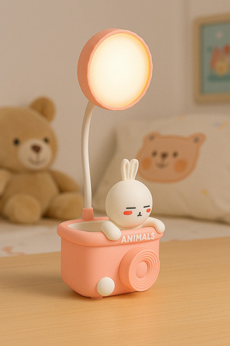 Lampara Led Luz De Noche Infantil Recargable Sacapuntas Rosa Pálido