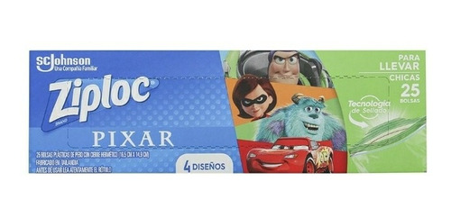 Bolsa Para ,sándwich Ziploc Pixar Chica X 25 Unidades 