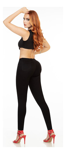 Pantalón Mujer Mezclilla Stretch Jeans Basico Push Up Dama