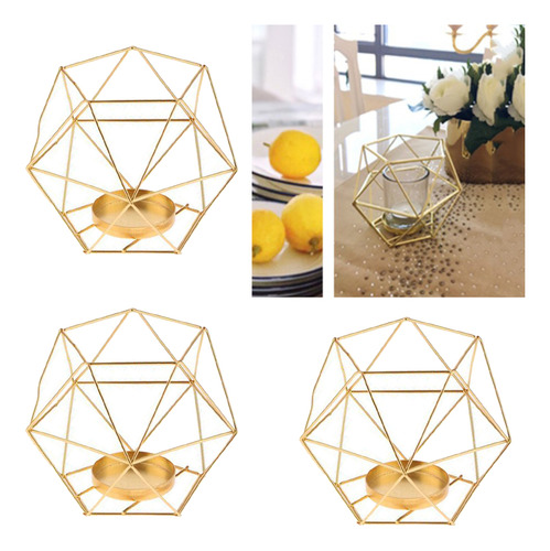 3 Pedazos Porta Candeleros Geométricos De Hierro Para Luces