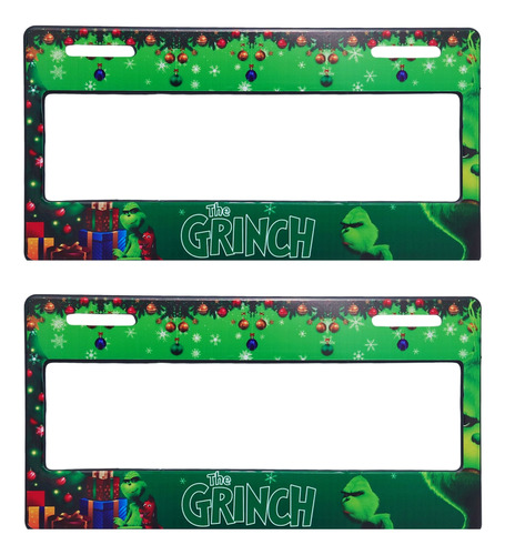 Portaplacas El Grinch Navidad Para Autos Verde Premium