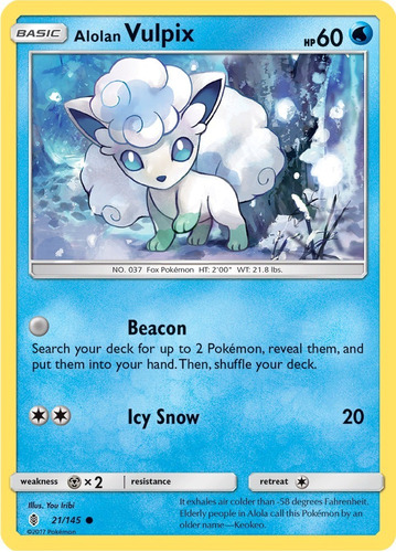 Cartas Pokemon Alolan Vulpix 21/145 Toys R Us Promo Smp