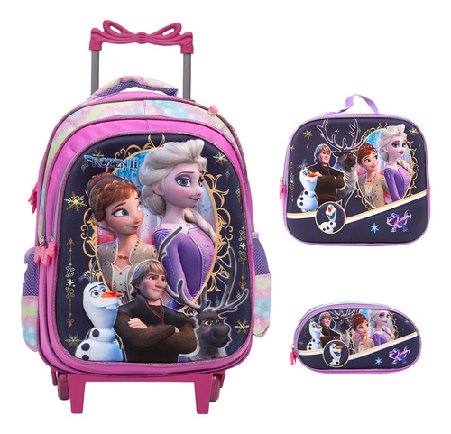 Kit Mochila Rodinha Frozen Personagens Desenho Envio 24 Hrs