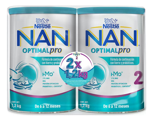 Fórmula Infantil Nan Optimal Pro Etapa 3, 1.6kg 2pz Sin Sabor