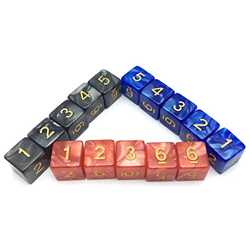 Smartdealspro 15-pack D6 Six Sides 16mm Pearl Color Dice Dnd