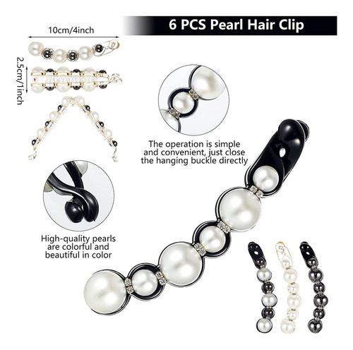S 12 Piezas Clip De Pelo Perla Clip De Cola Caballo De