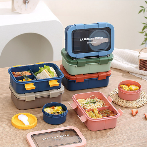 Vianda Hermética Lunch Box C División Y Cubierto Escolar Ofi Marrón