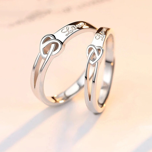 Anillos Plata 925 Corazón Ajustable Mujer Compromiso Pareja