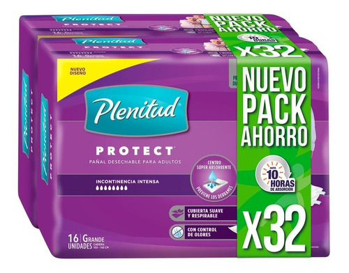 Pañales De Adultos Plenitud Protect Talle Grande X 32 Unidad