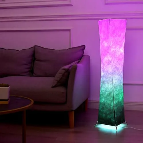 Lámpara Piso, 39 (xs) Rgb Led, Pantalla Marfil Marrón
