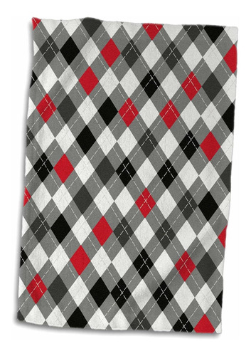 3d Rose Pretty White Black Red And Gray Classic Argyle ...