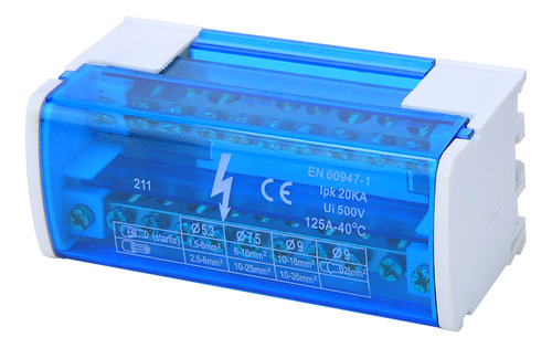 Terminal De Distribución Din Rail 2- Monofásico Transparente