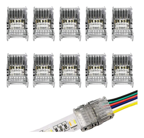 10 Unids 0.472in 6pin Rgbww Tira Led Conector A Cable Conexi