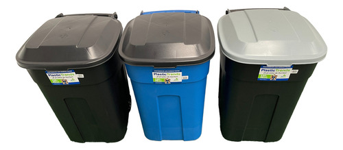 3 X Bote De Basura Tacho 135l Tapa Ruedas Llantas Seguro Pk Color