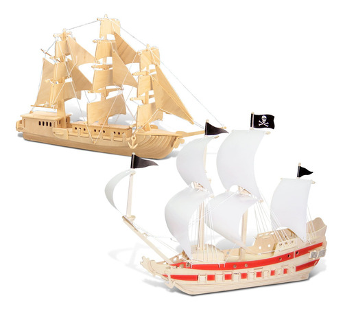 Rompecabezas De Madera Puzzled Barcos Europeos Y Pirata 3d