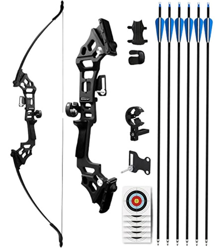Set Arco Recurvo 6 Flechas Carbono Semiprofesional Tiro Arco