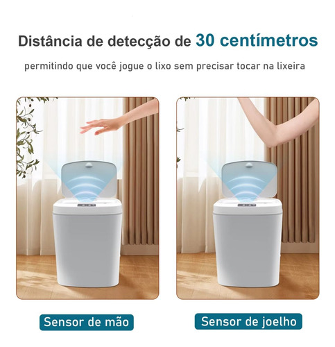 Lixeira Automática Com Sensor Inteligente Usb 14 Litros