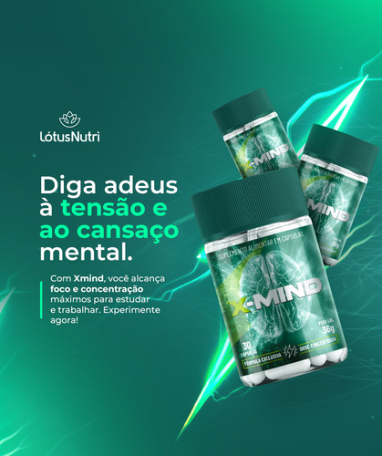 Suplemento Para Foco E Memória | X-mind 30 Cápsulas Sem Sabor