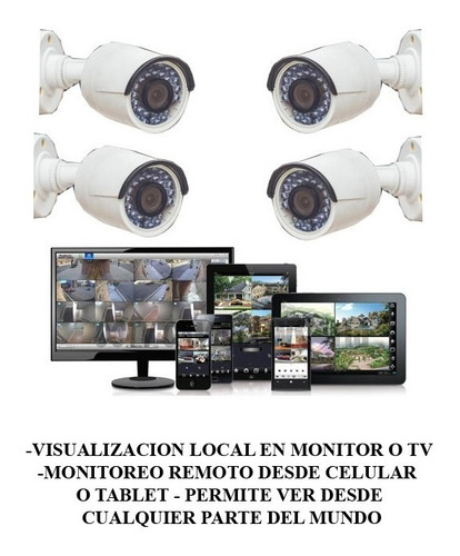 Imagen 5 de 10 de Kit 4 Cámaras Seguridad Cctv Dvr Int/ext + Disco Rigido 1tb