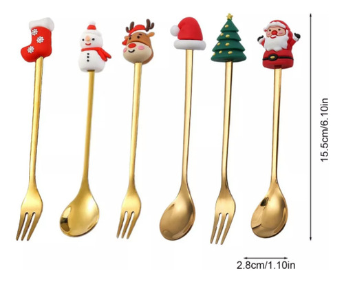 Set De 6 Cucharas Navideñas